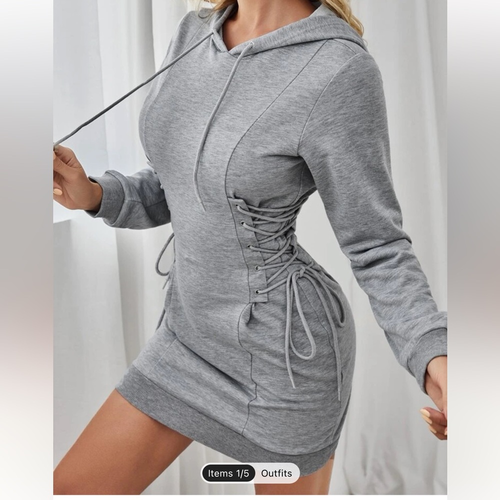 Light grey hooded dress